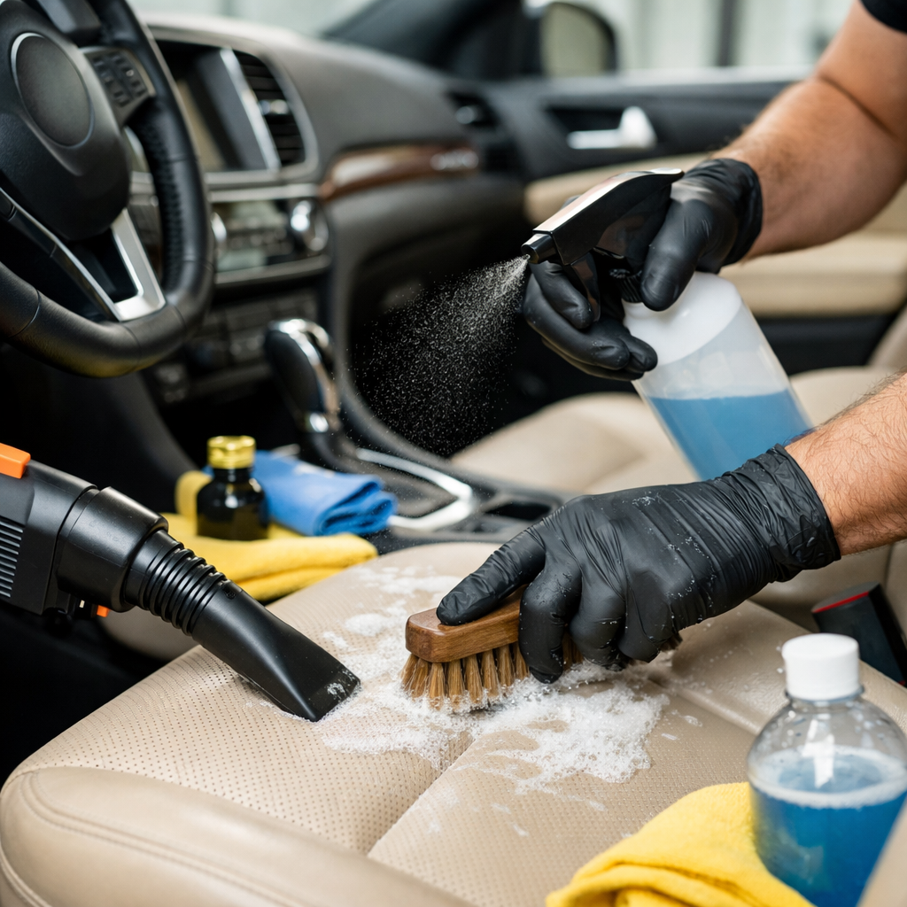 تنظيف السيارات العميق في المنزل بعد المطر في مدينة الرياض – أبوظبي