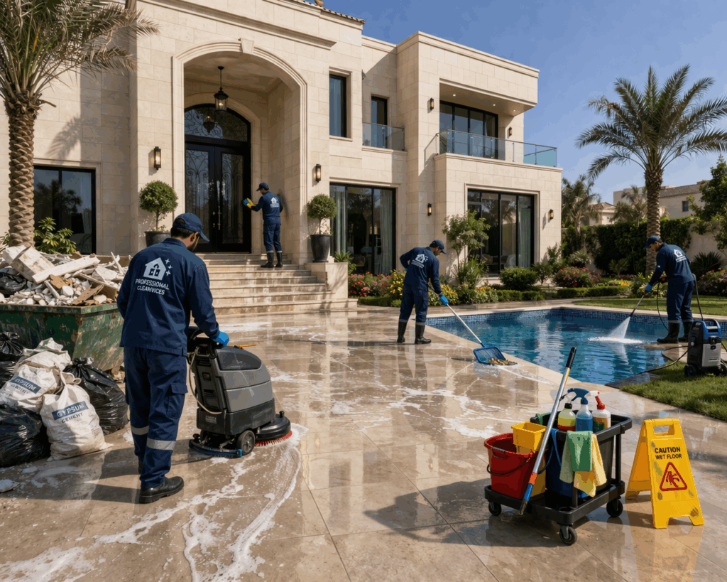  تنظيف الفلل بعد التشطيب في جزيرة الريم – أبوظبي 