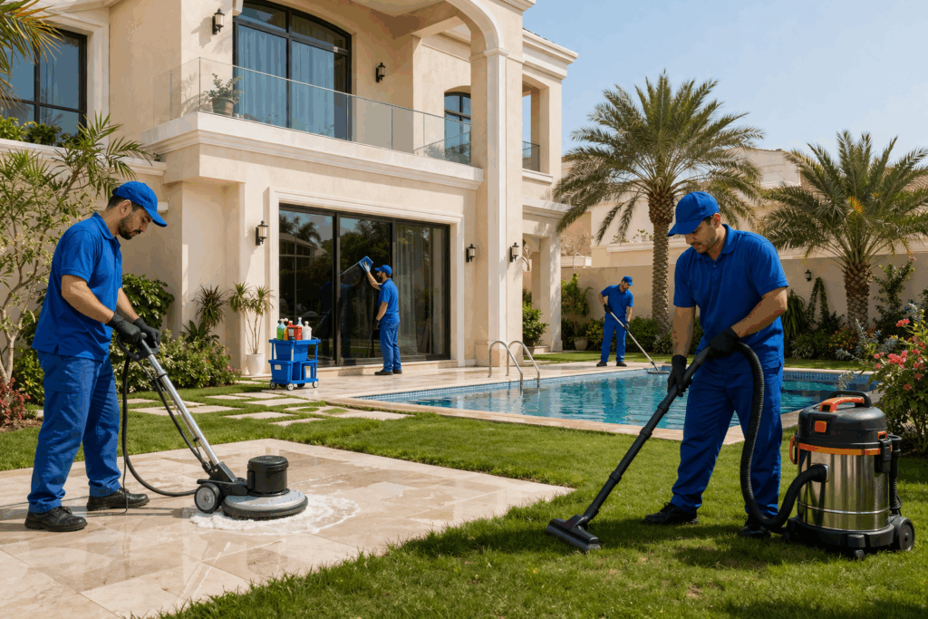 تنظيف فلل بعد التشطيب في جزيرة ياس أبوظبي 