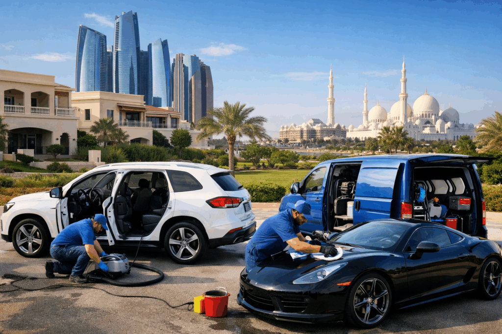  غسيل السيارات المتنقل في مدينة خليفة – أبوظبي 