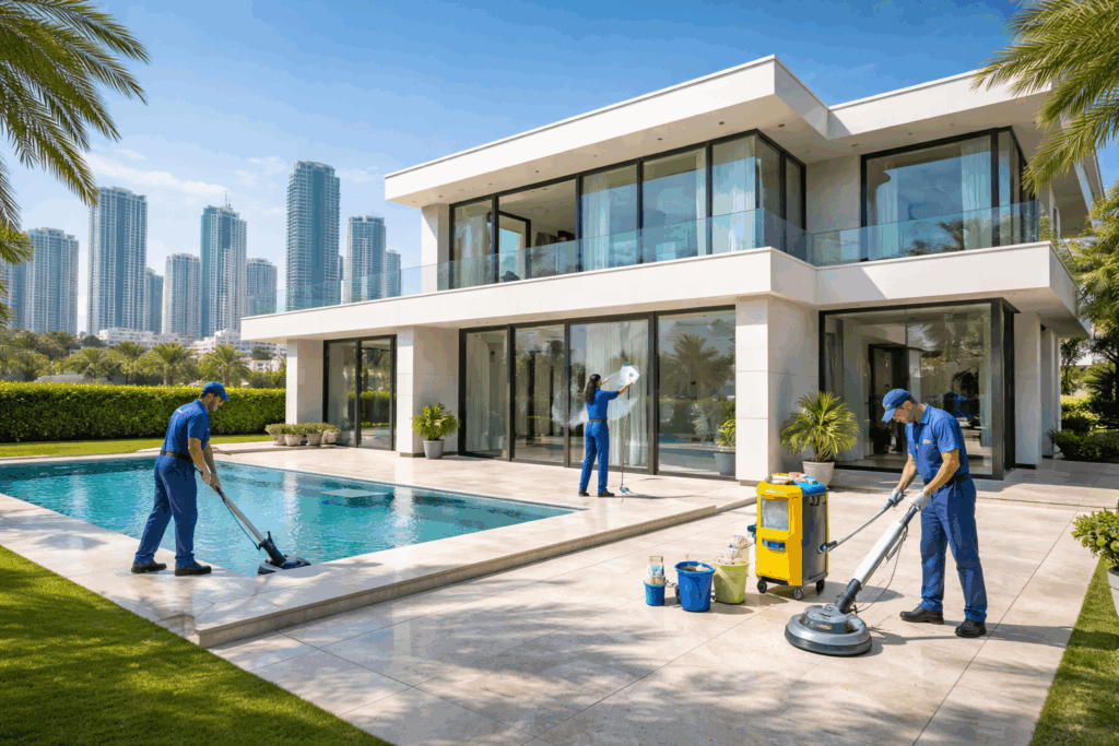 تنظيف فلل بعد التشطيب في محمد بن زايد – أبوظبي