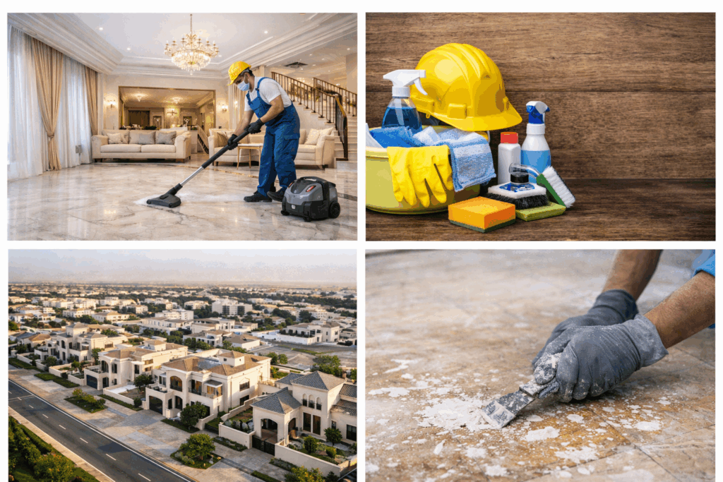 تنظيف عميق للفلل بعد التشطيب في أبوظبي مع شركة Bareeq Plus